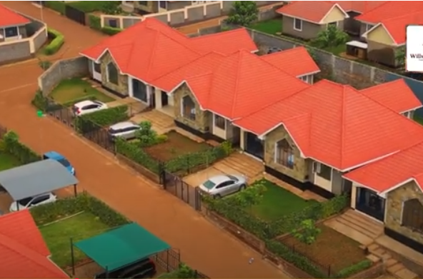 Modern Kenyan bungalow acoustic wood panels