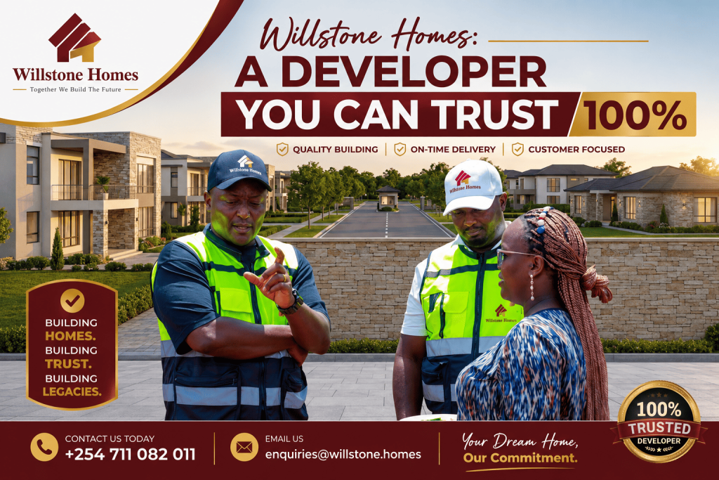 Willstone Homes project team holding site inspection at a modern gated community development in Kenya.