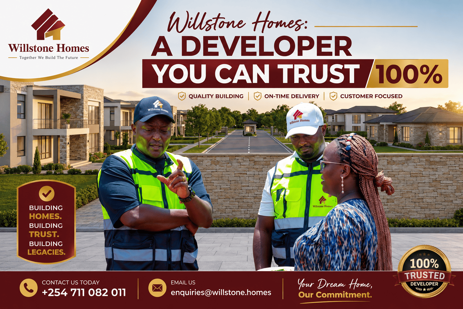 Willstone Homes project team holding site inspection at a modern gated community development in Kenya.